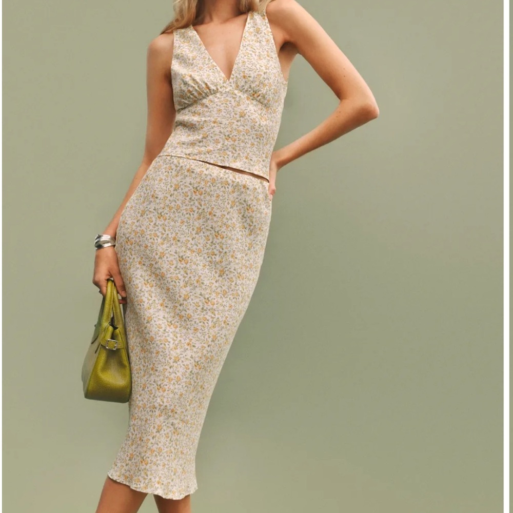 Reformation two-piece set top + skirt NWT